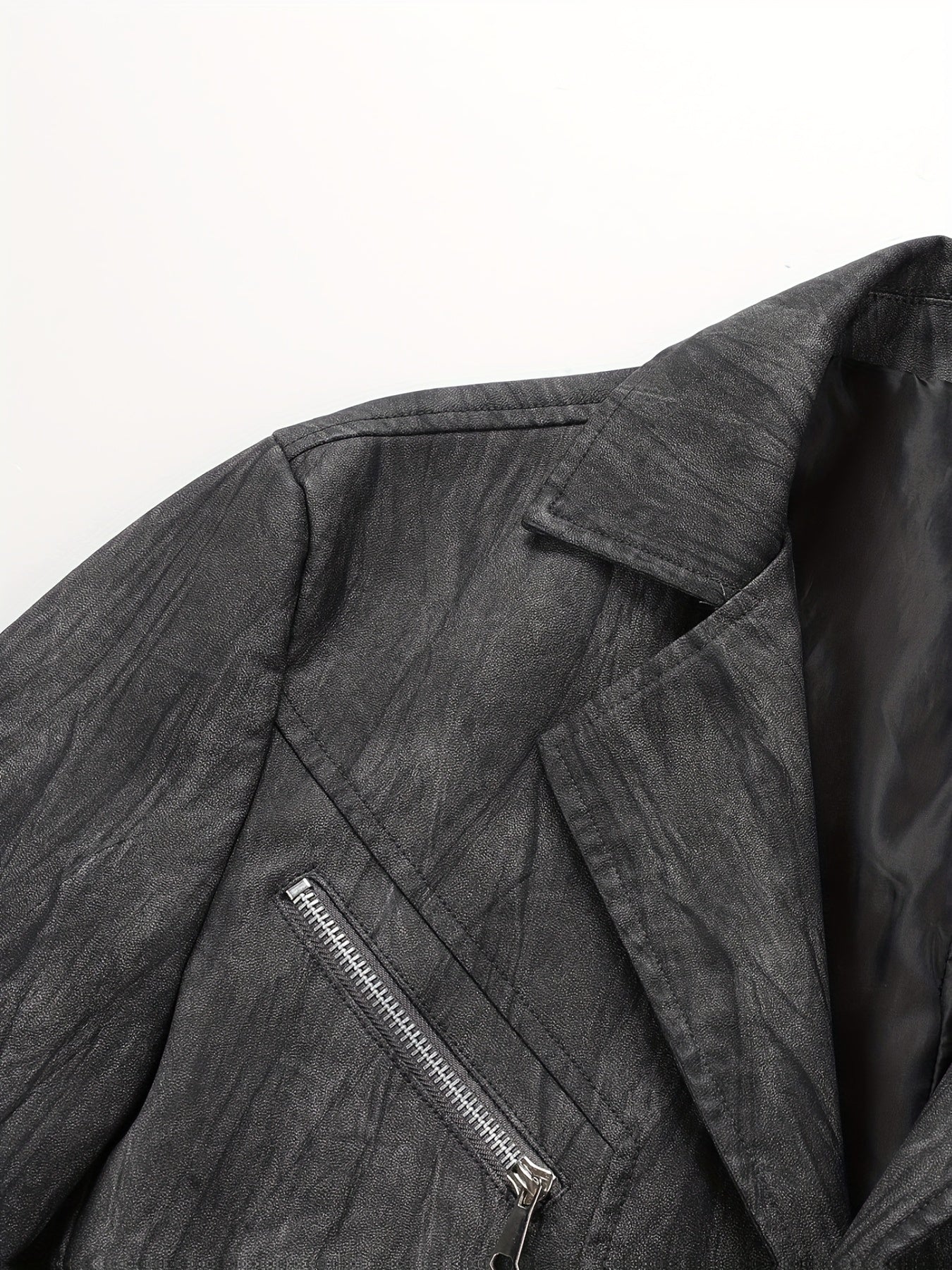 Men's Vintage Full-Breed Peel Soft Blazer Jacket with Collar & Full-Pocket Motorcycle Suit Coat for Business/Casual Wear, Windproof Outer Jacket (), Autumn/Winter