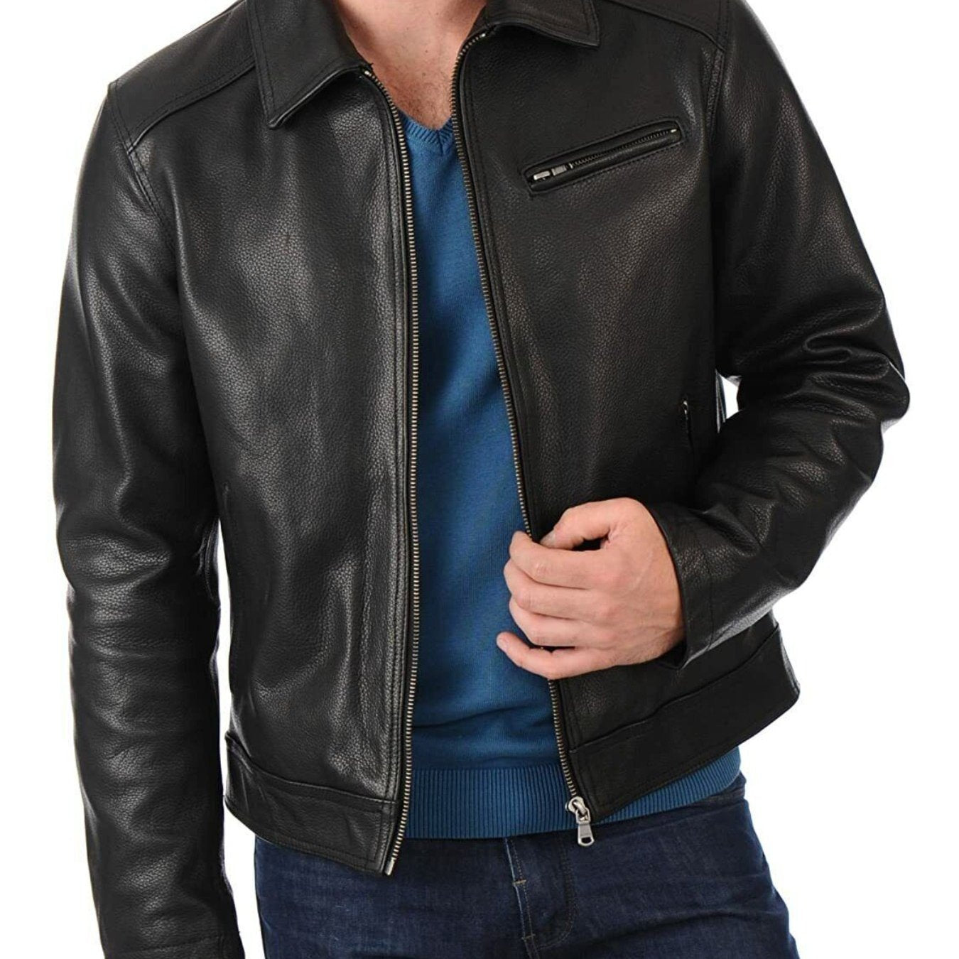 Stand-Up Collar Biker Jacket for Men | Trendy & Stylish New Casual Jacket with Zipper Closure and