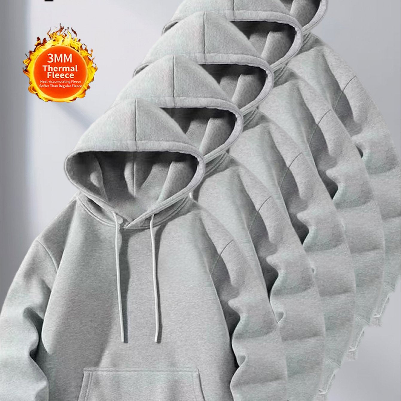 5pcs Set Solid Color Sweatshirt | Lightweight Comfortable Ins Style, Fleece-Lined Warm Windproof, Simple Cut Sporty Details, Casual Fit for Men