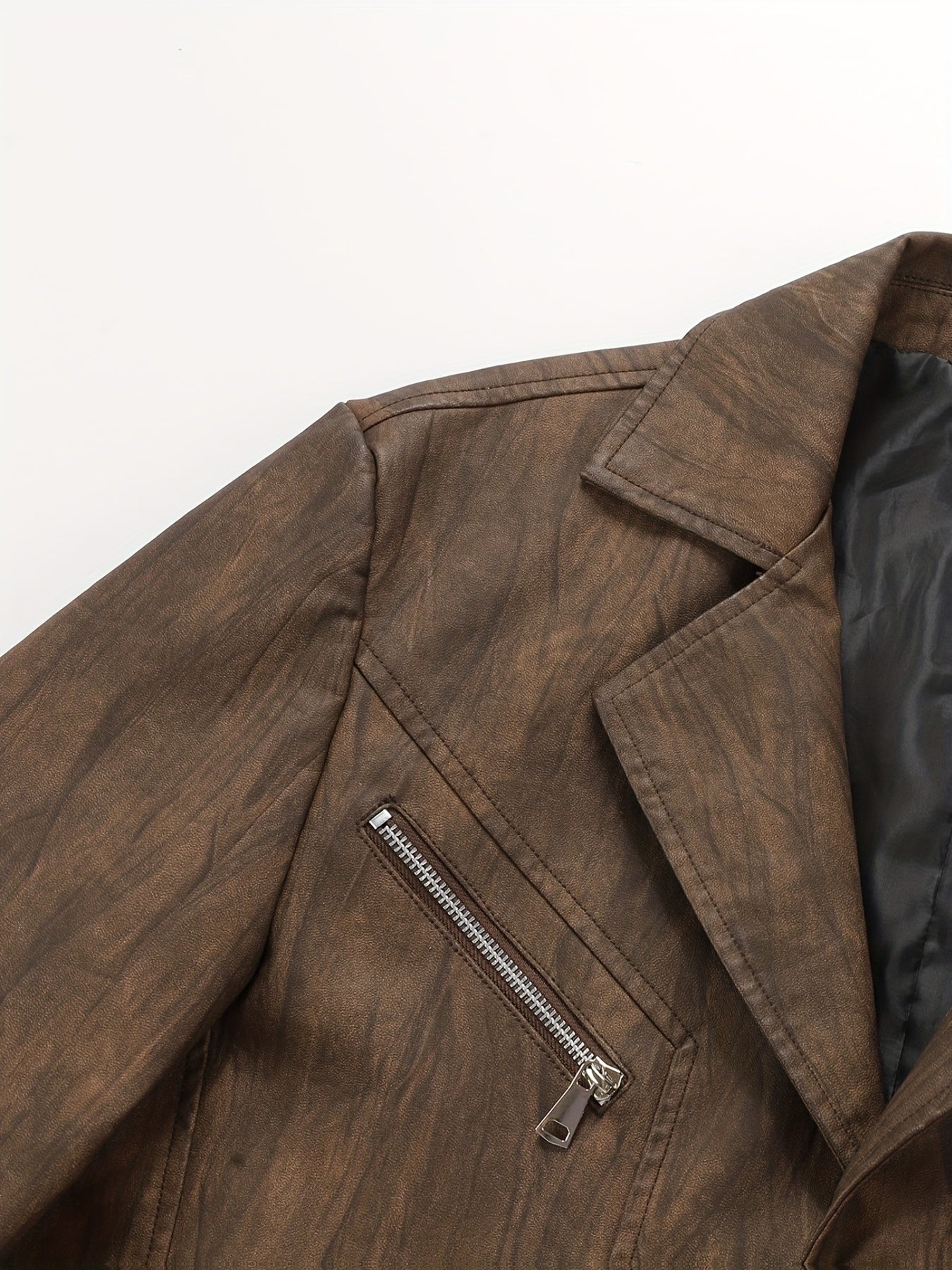 Men's Vintage Full-Breed Peel Soft Blazer Jacket with Collar & Full-Pocket Motorcycle Suit Coat for Business/Casual Wear, Windproof Outer Jacket (), Autumn/Winter
